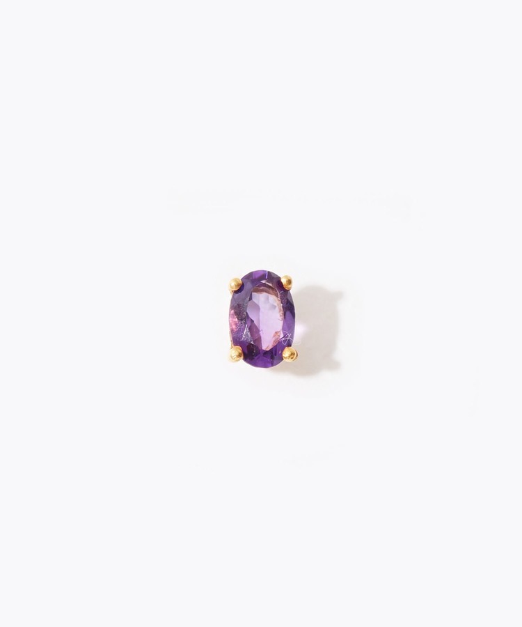 [eden] K10 oval amethyst stud pierced earring