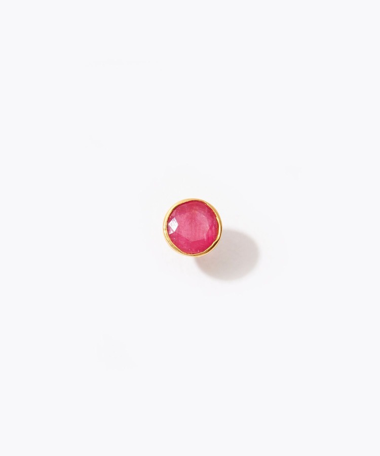 [eden] K10 round ruby stud pierced earring
