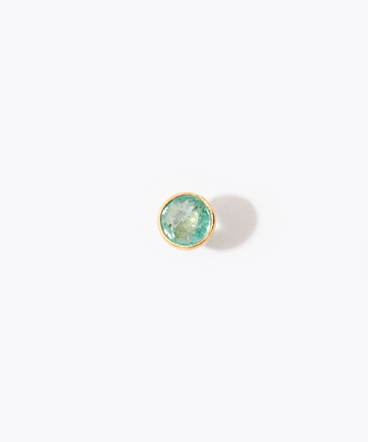 [jardin] K10 round emerald stud pierced earring