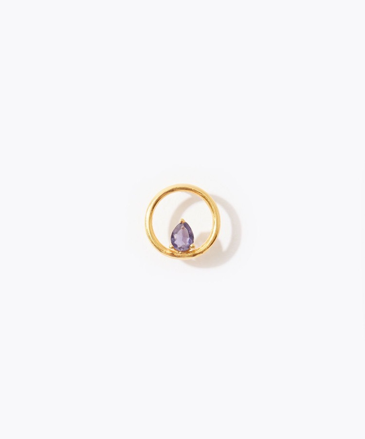 [eden] K10 pear shape tanzanite circle stud pierced earring