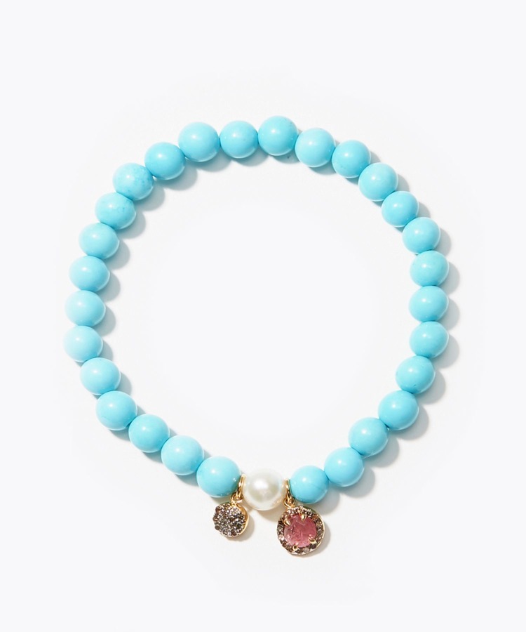 [amulette] [Aids to Courage and Prosperity]Turquoise Pave Dark Pink Tourmaline Acoya bracelet