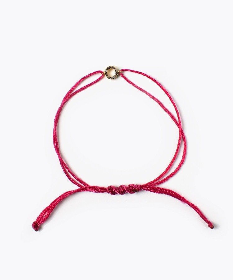 	[I am donation] mini circle pave diamond charm pink bracelet