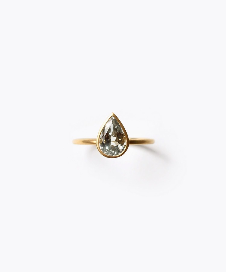[palais] K18 pear-shape green tourmaline ring