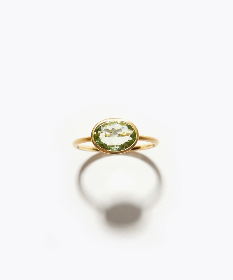 [palais] K18 oval green tourmaline ring