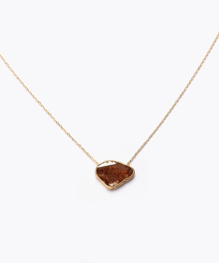 [raw beauty] K18 brown slice diamond necklace