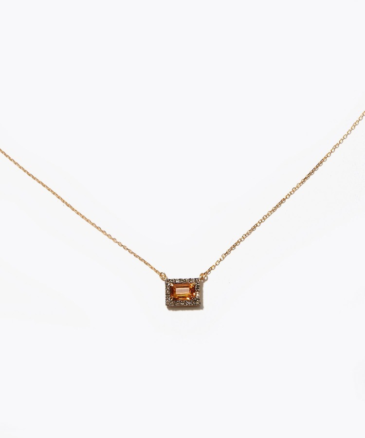 [elafonisi] rectangle citrine pave necklace