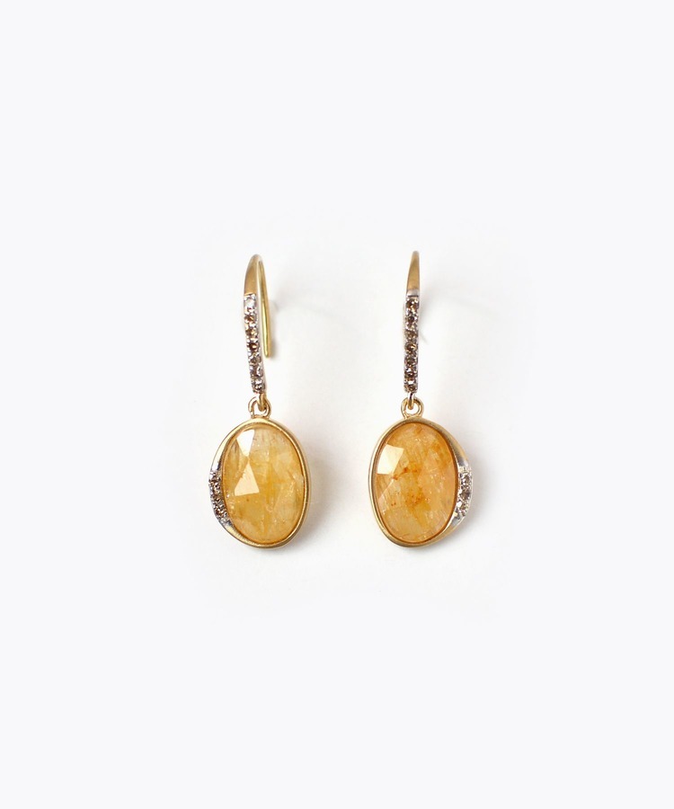 [eutopia] K18 yellow sapphires and diamonds studs pierced earring