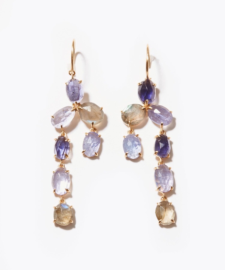 [eutopia] K10 tanzanite & iolite & labradoride chandelier pierced earring