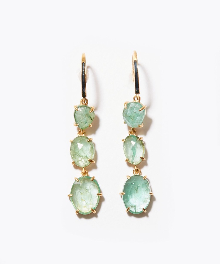 [eutopia] K10 emerald enamel pierced earring