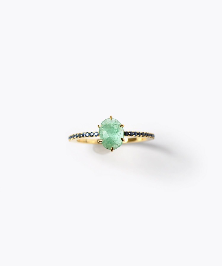 [eutopia] K10 emerald pave sapphire eternity ring