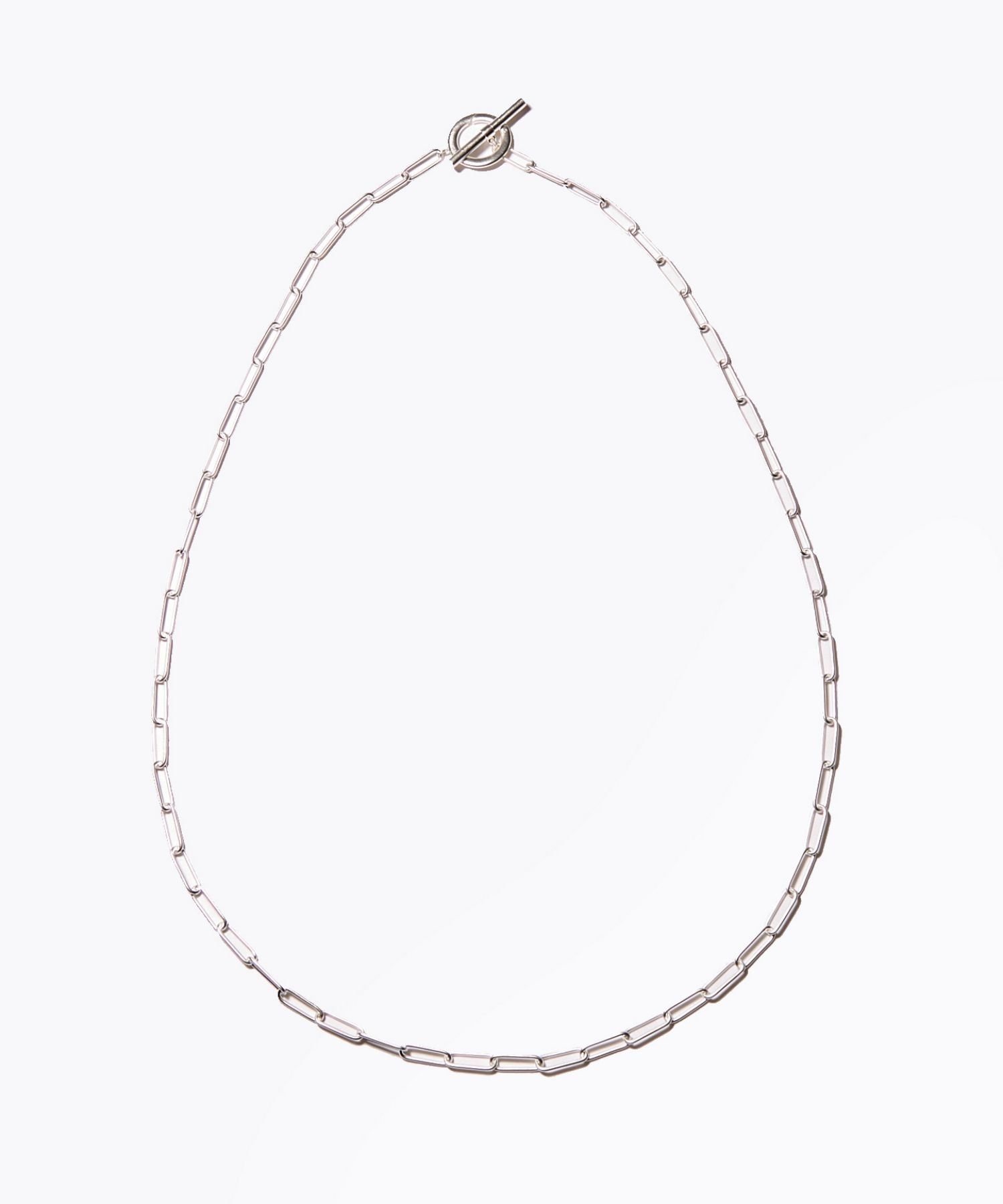 [basic] big cable chain toggle silver necklace