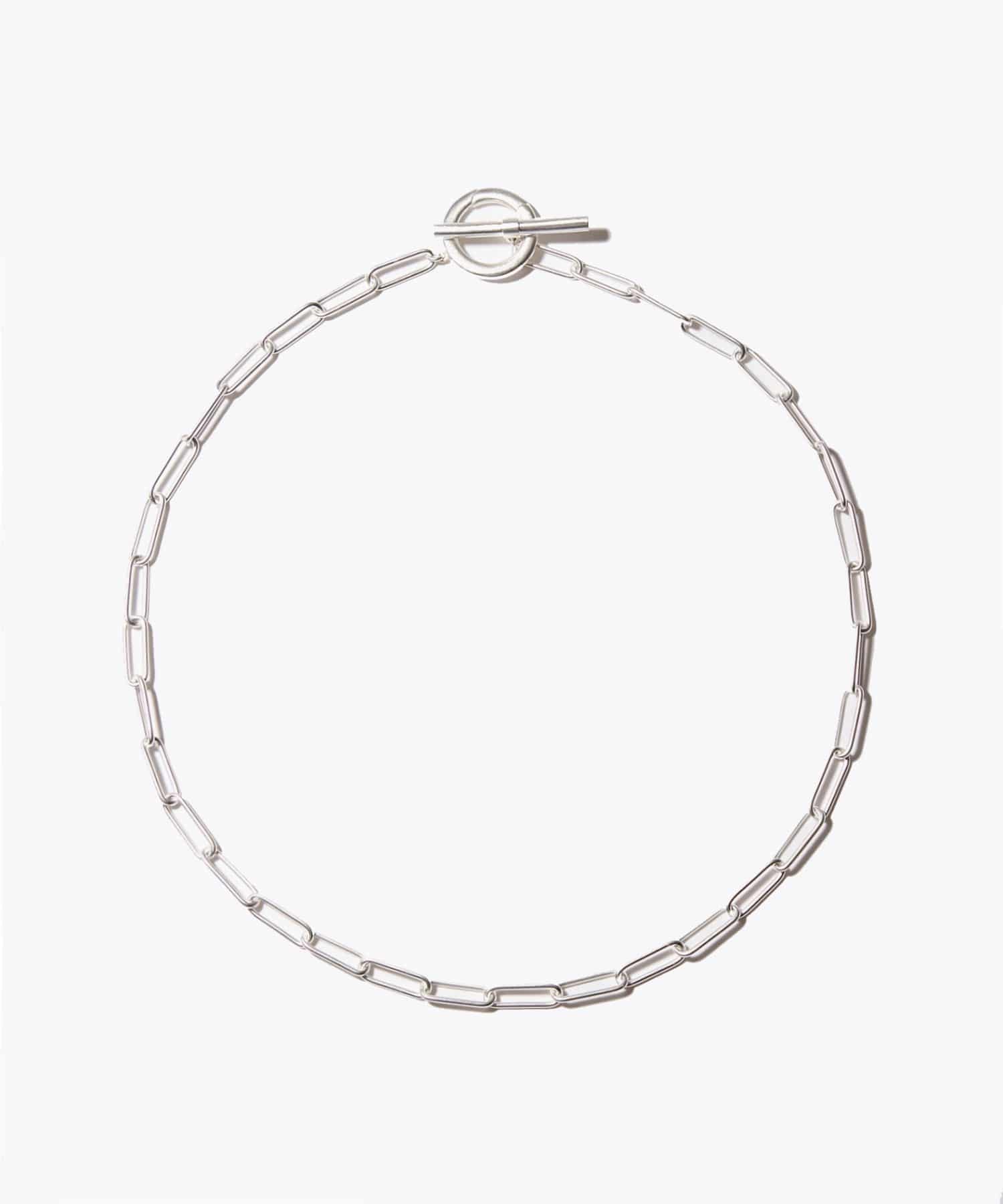 [basic] big cable chain toggle silver choker