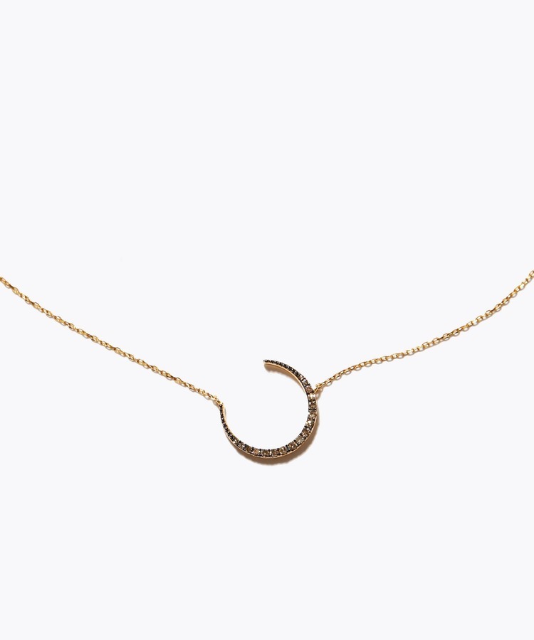 [glimmer] new moon pave diamonds necklace