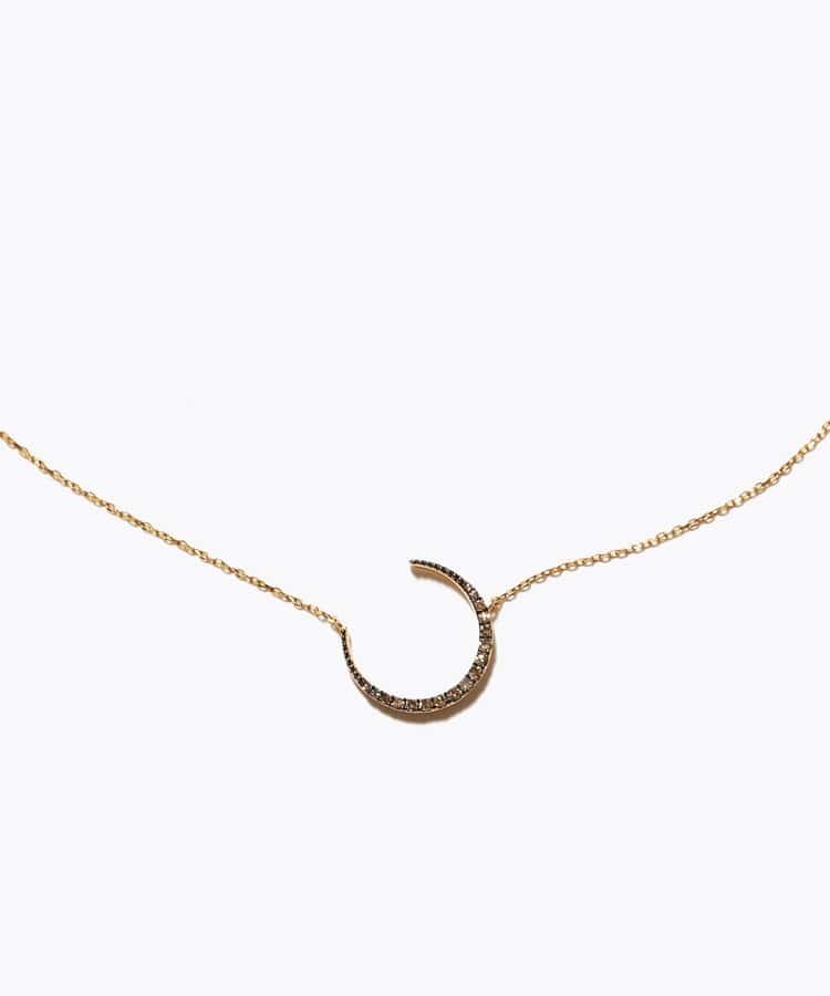 [glimmer] new moon pave diamonds necklace