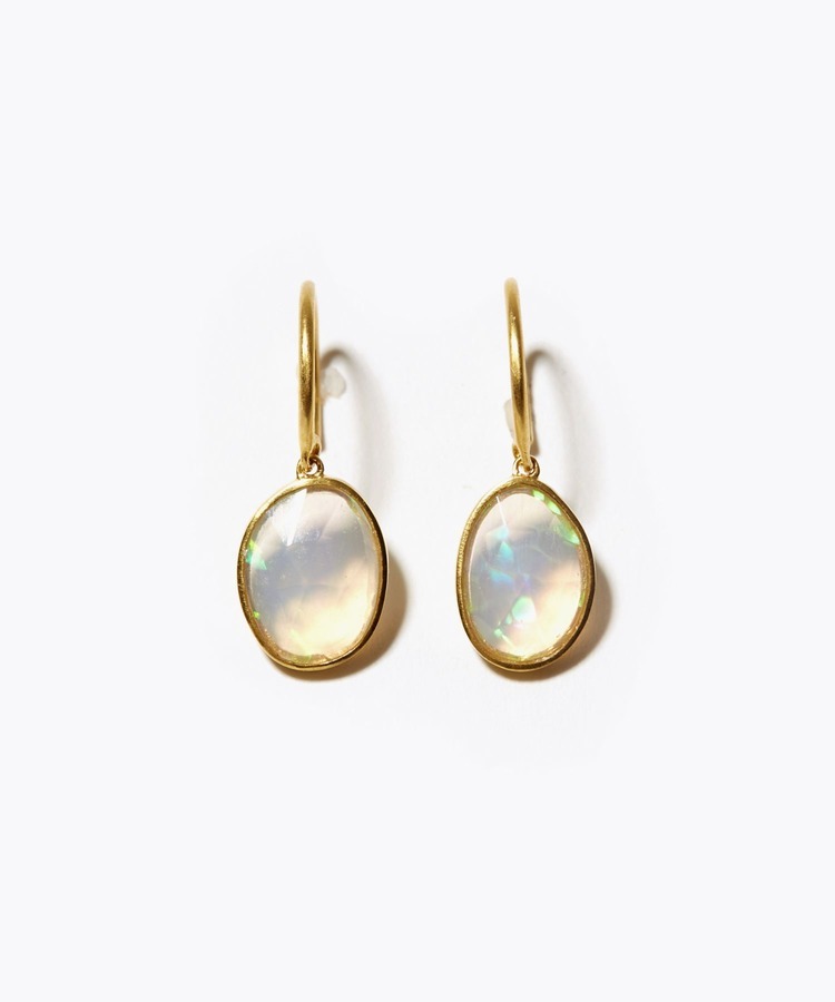 [eutopia] K10 white opal swing pierced earring