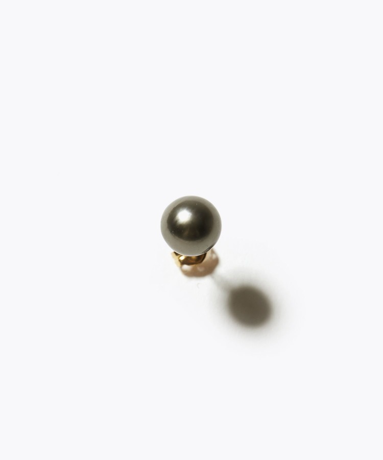 [pear] K10 gray akoya 7mm stud single pierced earring