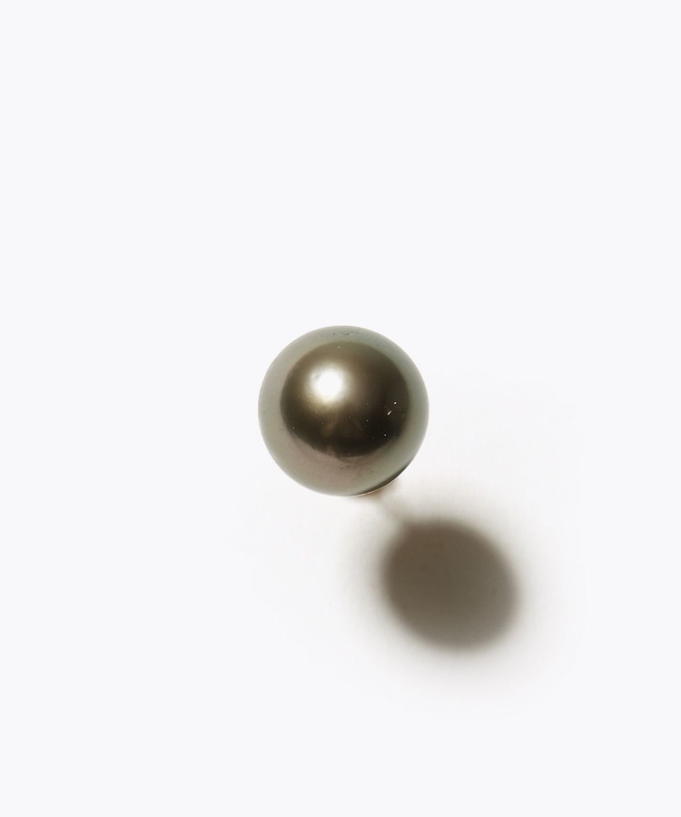 [pear] K10 south sea gray pearl 10mm stud single pierced earring