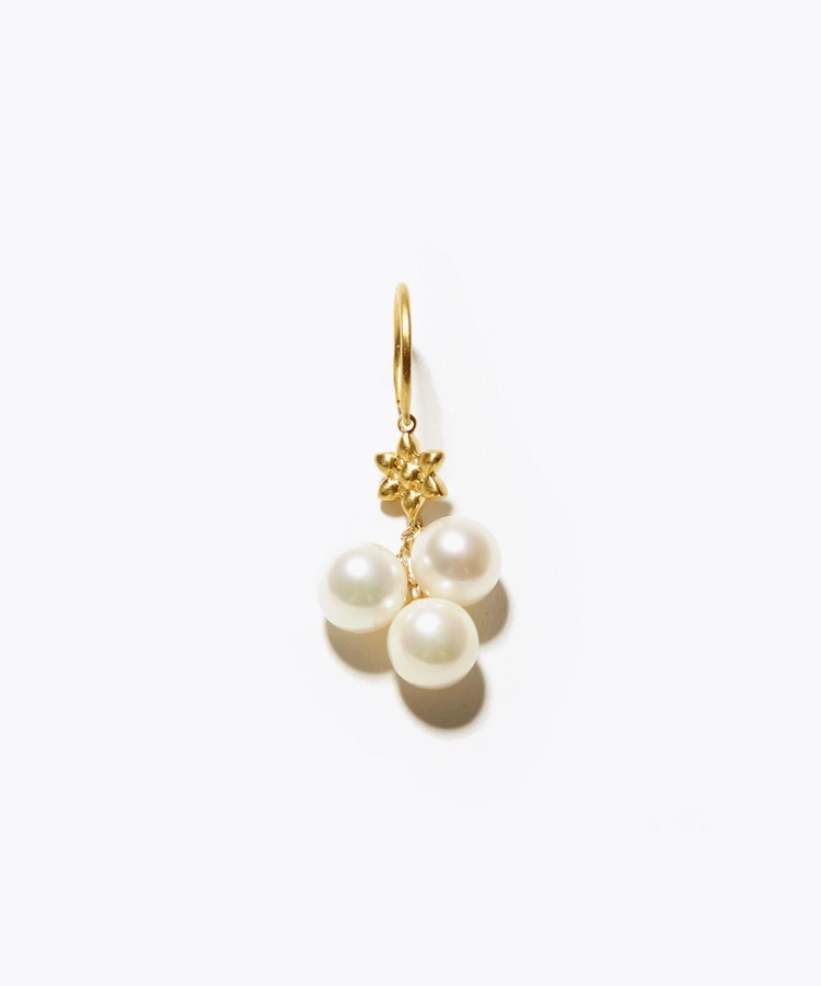 [anise] K10 petite rose akoya pearl single pierced earring