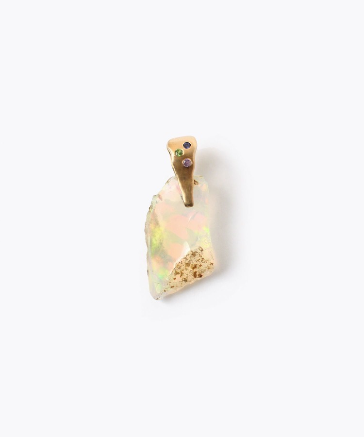 [raw beauty] 【2021Spring Limited】 K10 rough white opal multi pave charm
