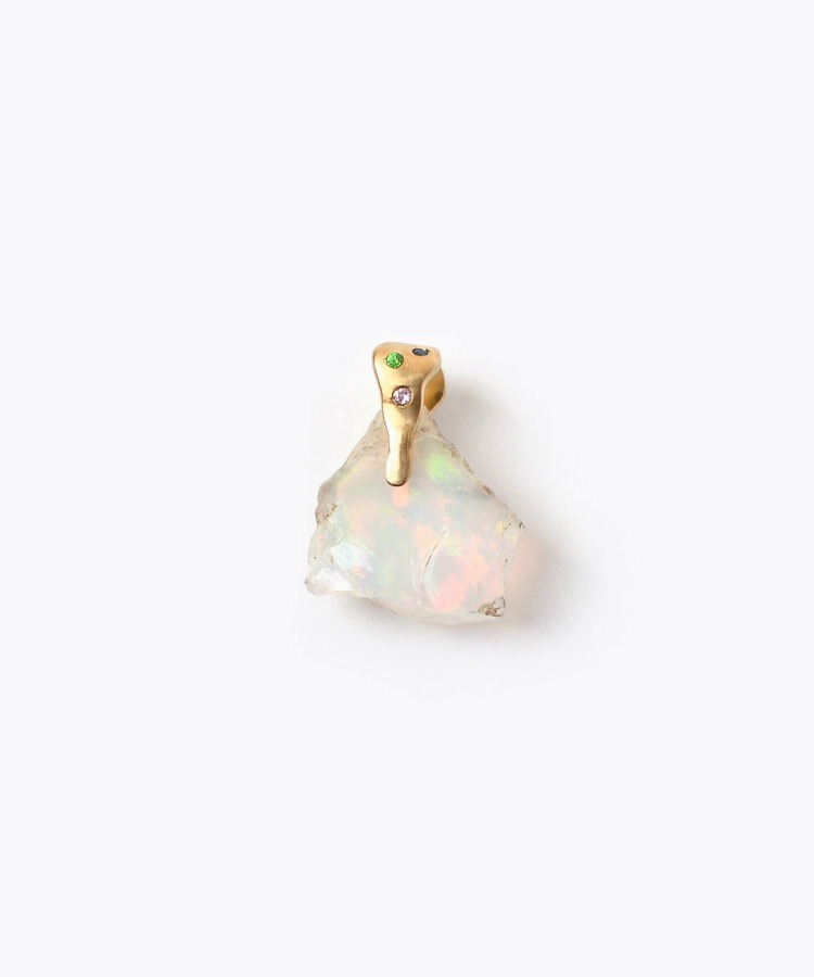 [raw beauty] 【2021Spring Limited】 K10 rough white opal multi pave charm