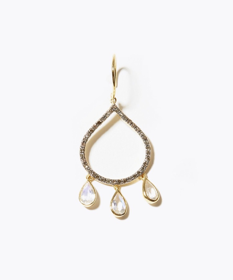 [lotus] rainbow moonstone petal chandelier single pierced earring