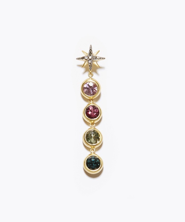 [eden] multi sapphire drops single pierced earring