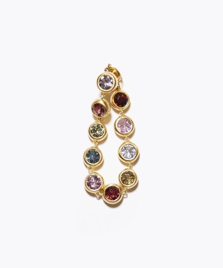 [eden] multi sapphire link drops single pierced earring
