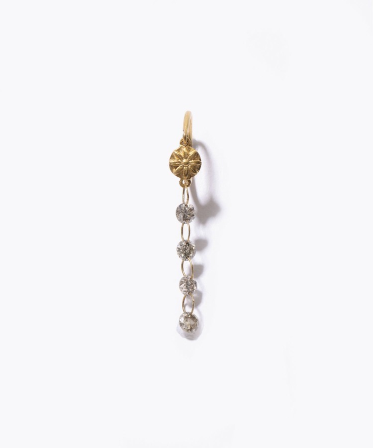 [anise] K10 anise coin brown diamond drops single pierced earring