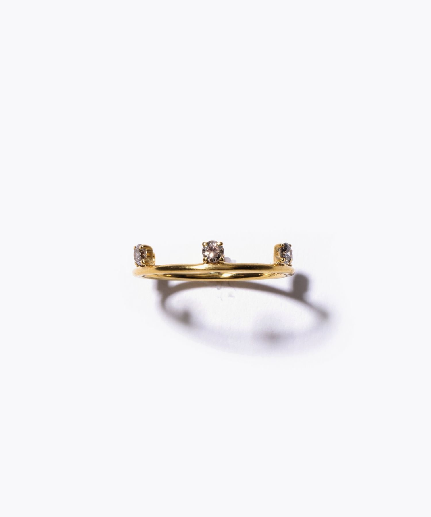[ancient] K10 brown diamond crown ring