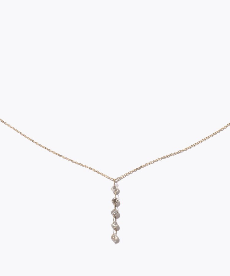 [anise] K10 brown diamond drops necklace
