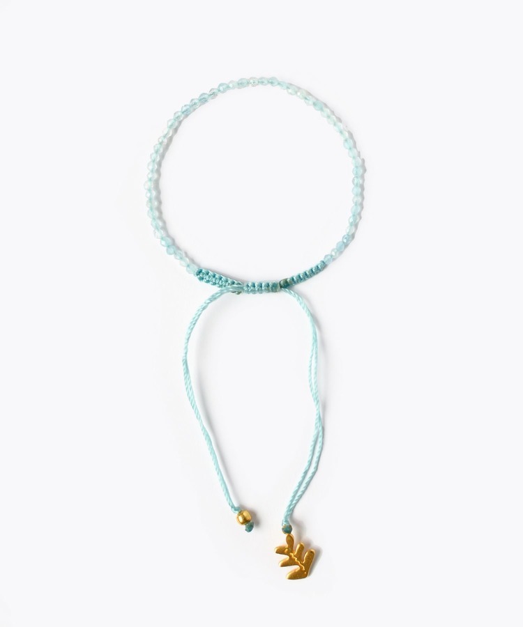 [I am donation] aquamarine leaf bracelet