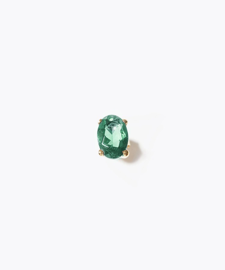 [eden] K10 oval emerald stud single pierced earring