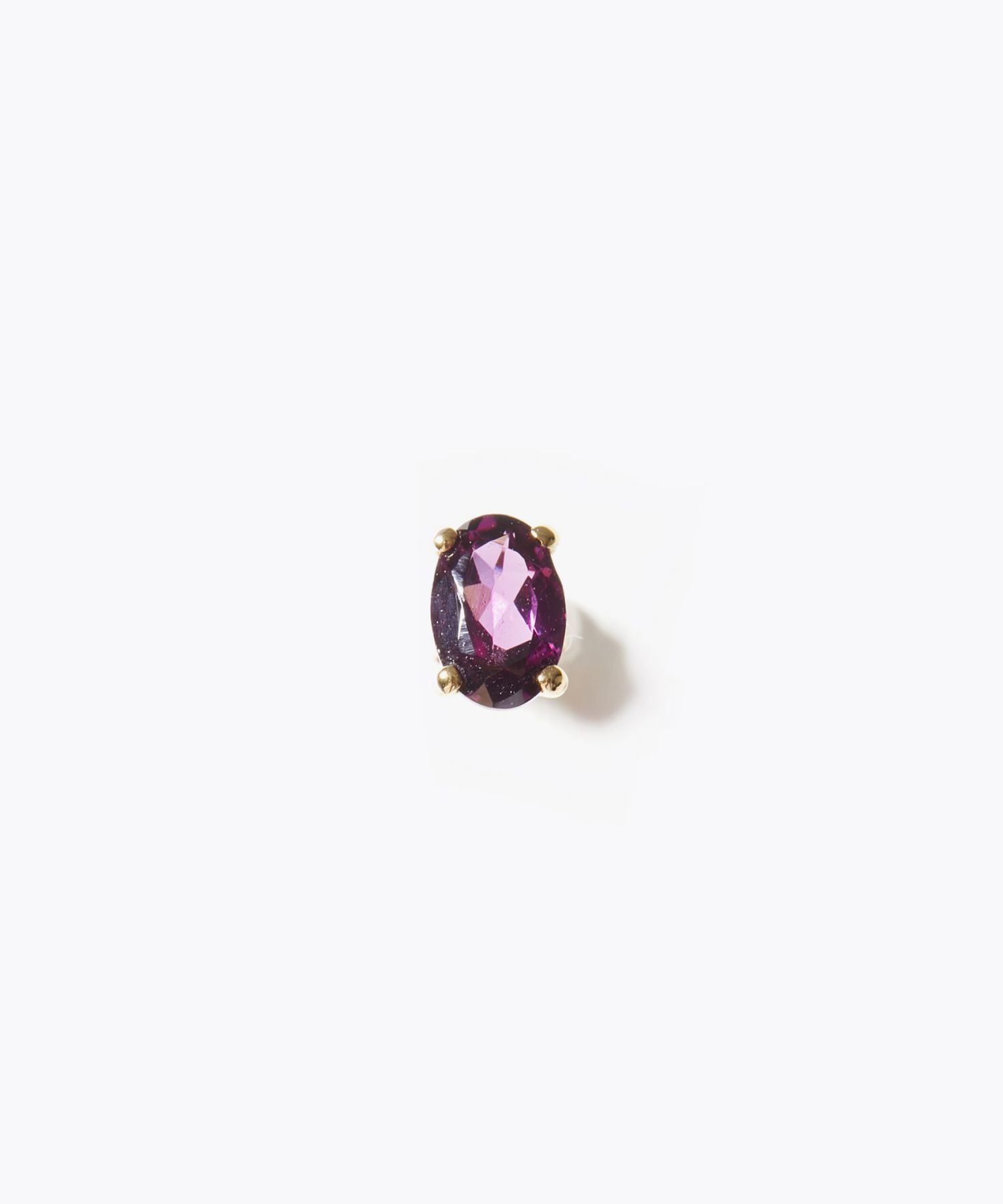 [eden] K10 oval rhodolite garnet stud single pierced earring