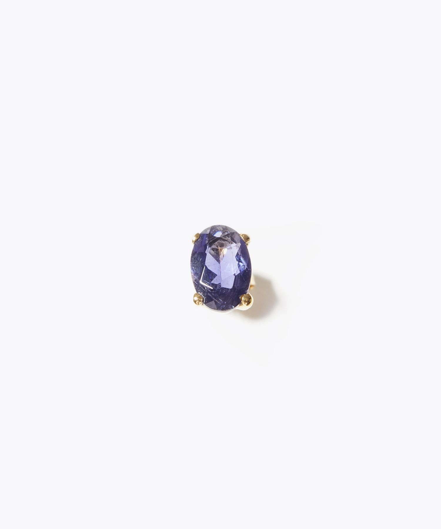 [eden] K10 oval iolite stud single pierced earring