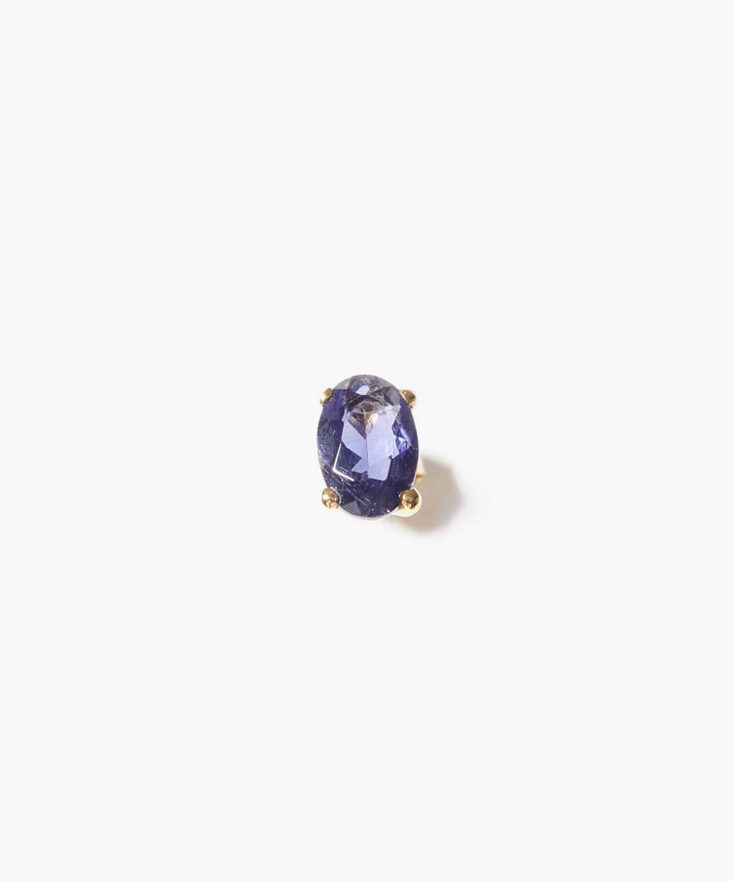 [eden] K10 オーバル アイオライト スタッド シングル ピアス