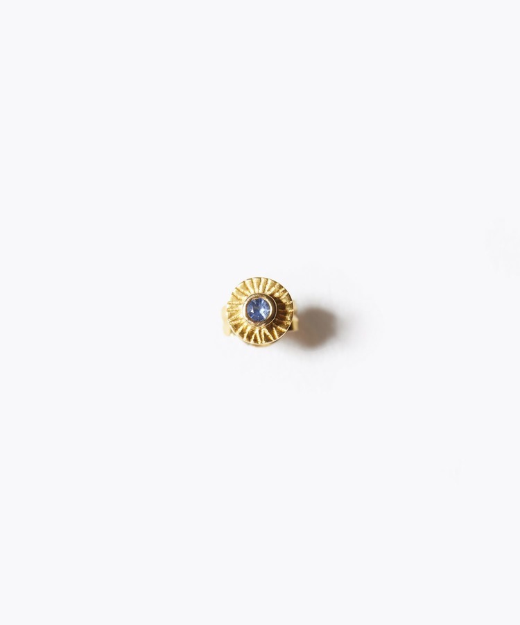 [eden] K10 blue sapphire textured stud single pierced earring