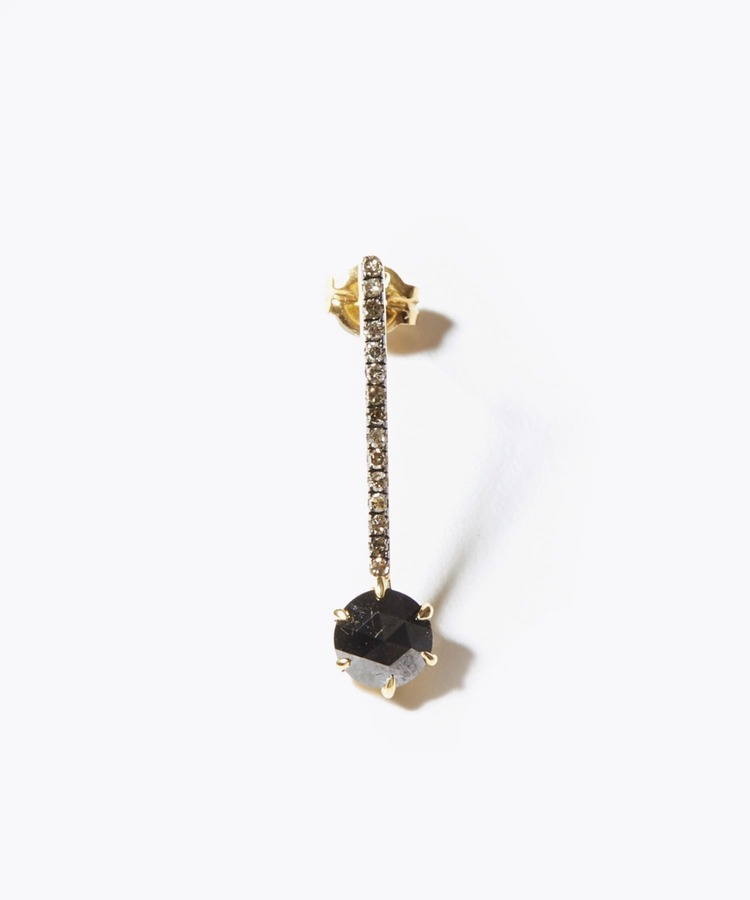 [elafonisi] black diamond pave bar single pierced earring