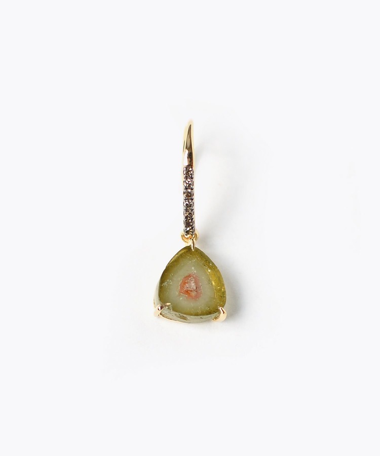 [elafonisi] water melon tourmaline pave diamond single pierced earring