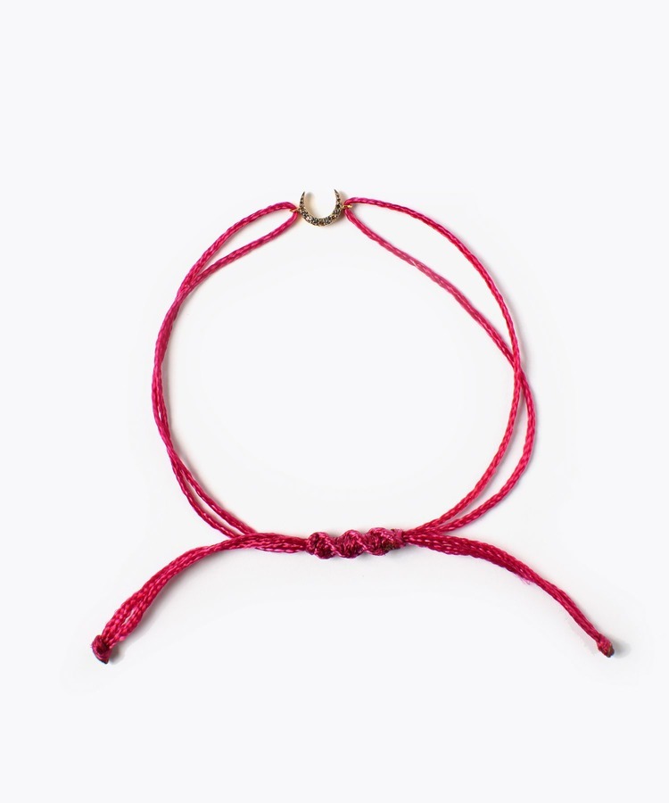 [i am donation] new moon pave diamond charm pink bracelet