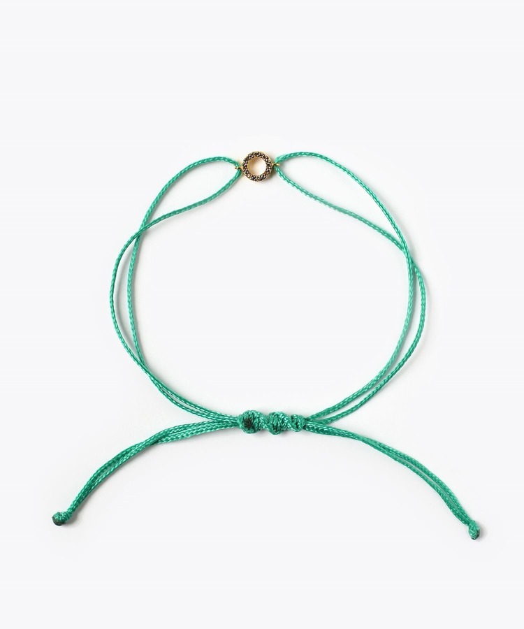 [i am donation] mini circle pave diamond charm green bracelet