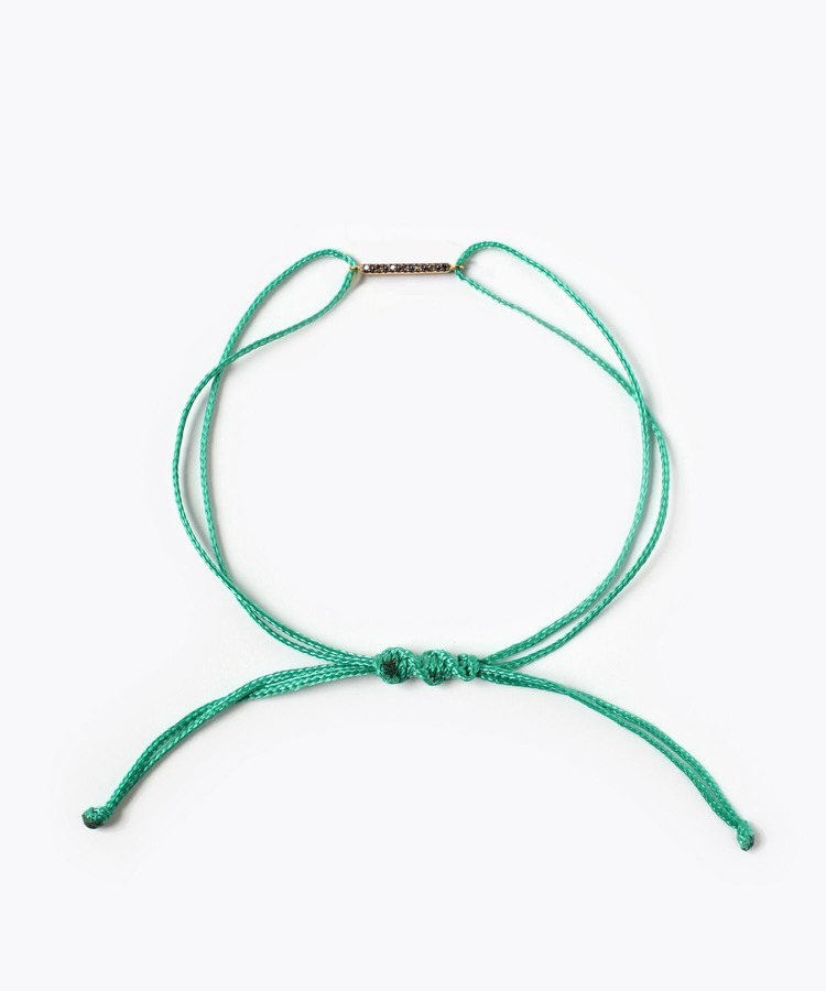 [i am donation] bar pave diamond charm green bracelet