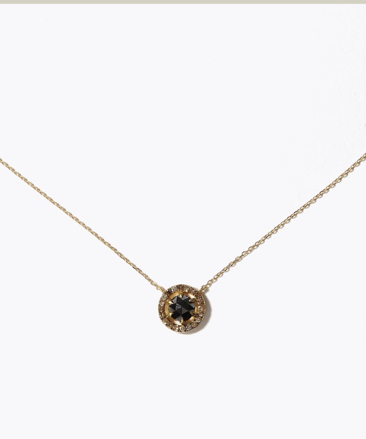 [elafonisi] black diamond pave circle necklace