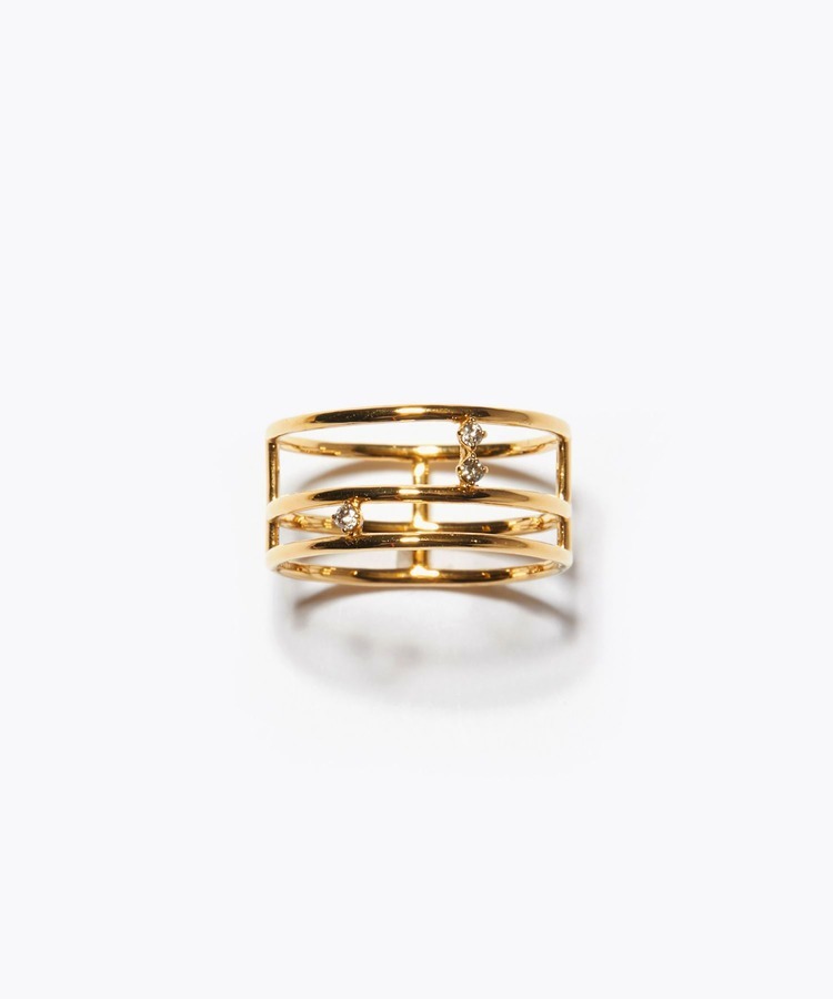 [anise] K10 cage brown diamond ring