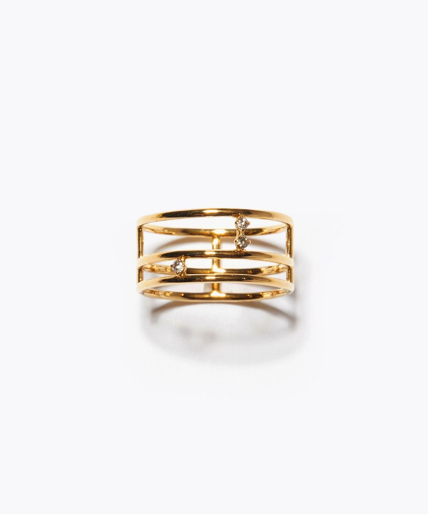 [anise] K10 cage brown diamond ring