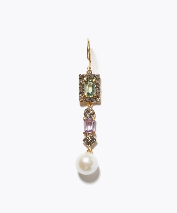 [elafonisi] 【2021 Christmas Limited】 akoya pearl multi sapphire single pierced earring