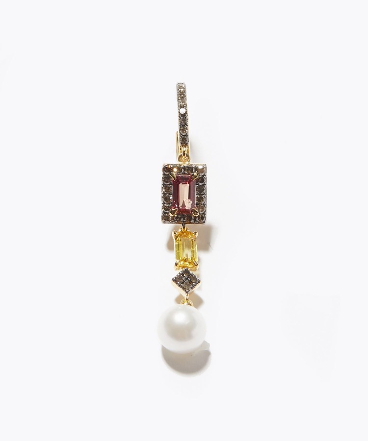 [elafonisi] 【2021 Christmas Limited】 akoya pearl multi sapphire single pierced earring