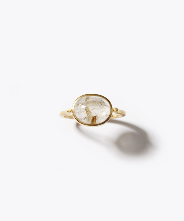 [ancient] cabochon gold rutilated quartz ring