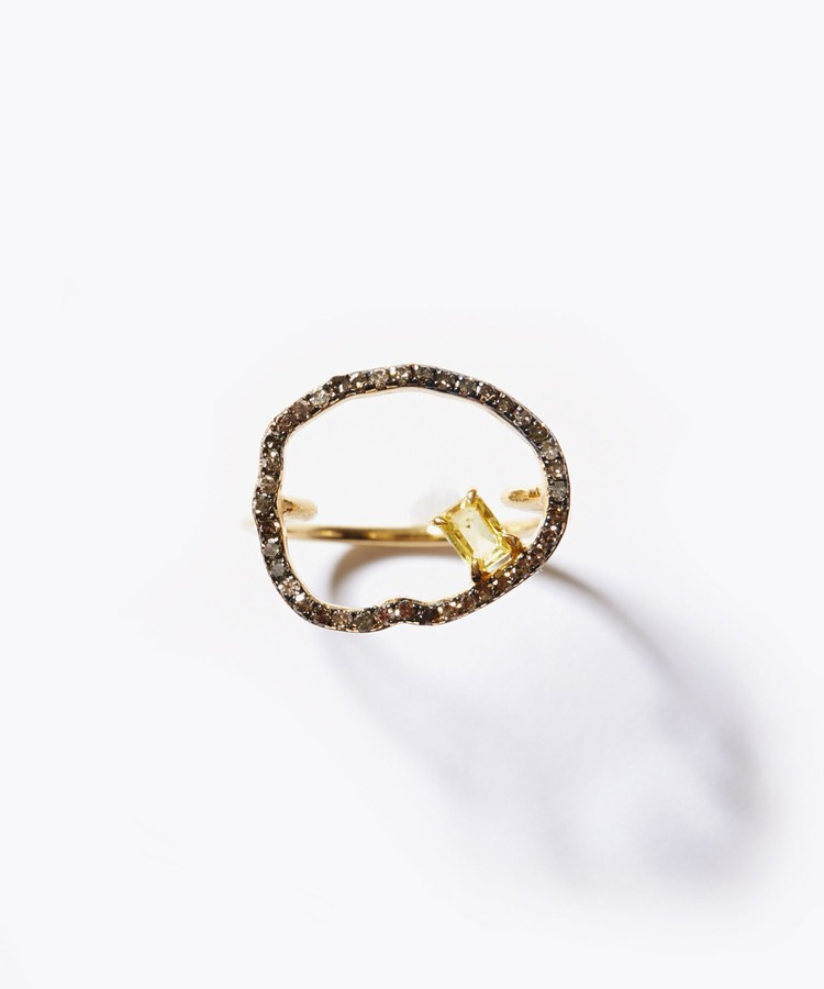 [elafonisi] 【2021 Christmas Limited】yellow sapphire pave diamond organic frame ring
