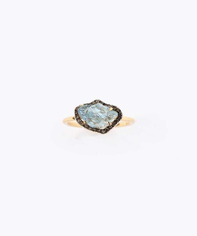 [elafonisi] 【CYAN×ARTIDA OUD】rough aquamarine pave diamond ring