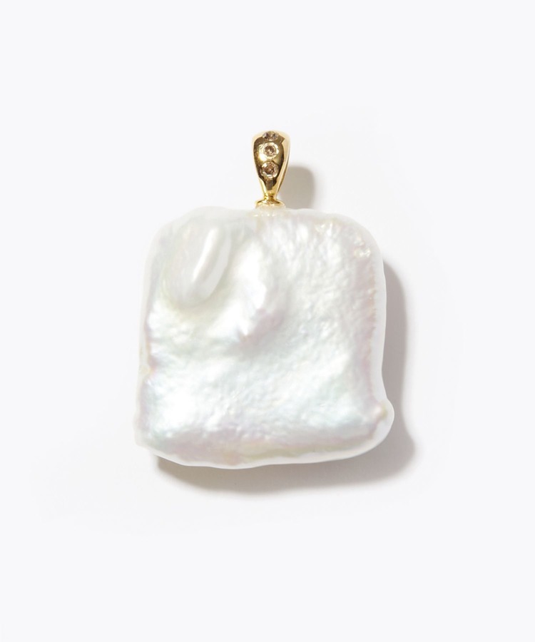 [pear] square baroque pearl pave diamond